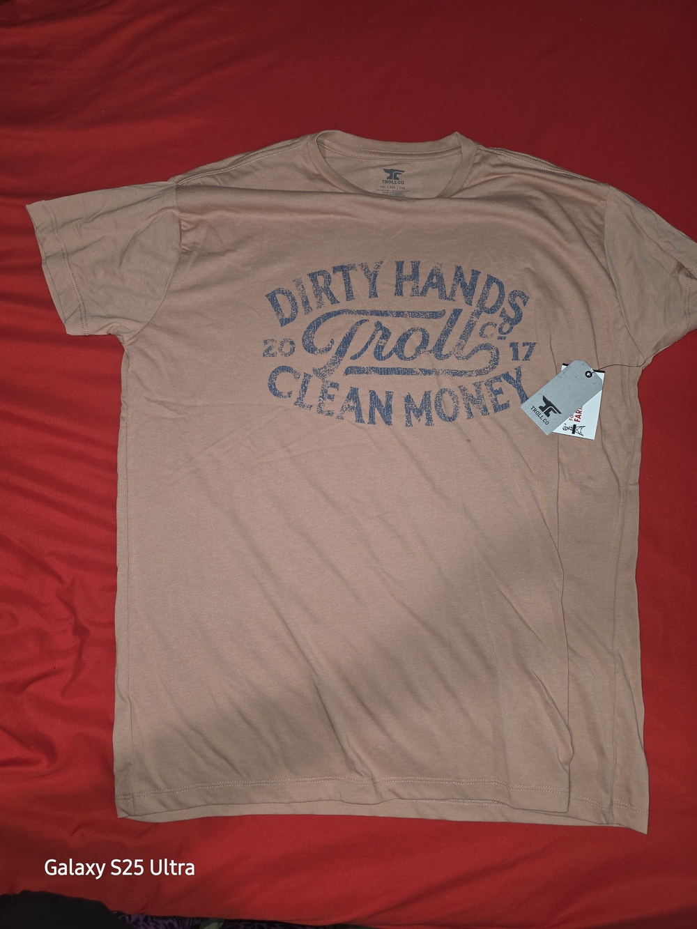 Trolls 'Dirty Hands Clean Money' Graphic Tee - Tan